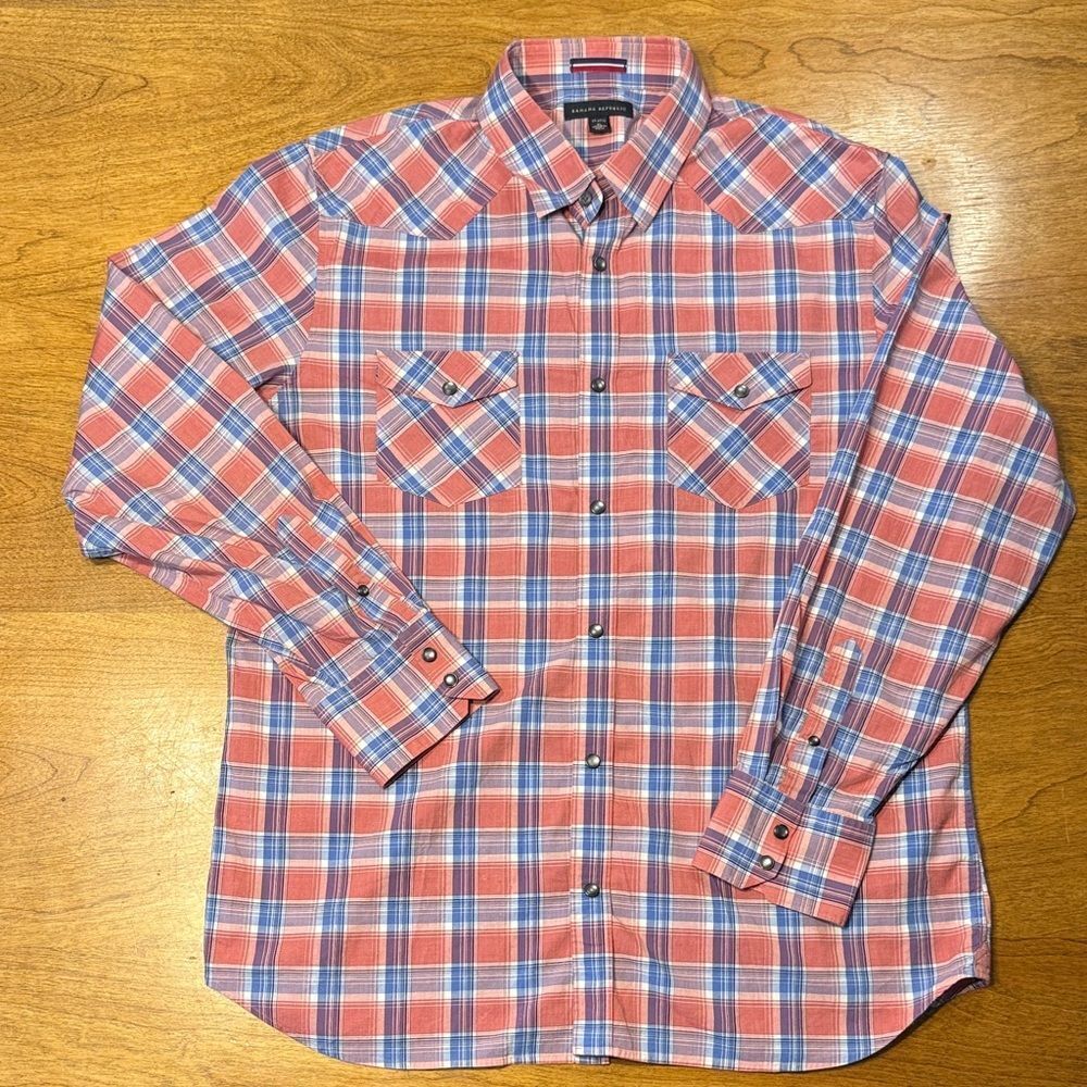 Banana Republic Pink and Blue Plaid Long Sleeve Shirt